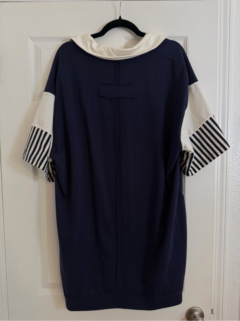 Boutique Navy Nautical Collared Sweatshirt Dress XL Oversized Pockets Casual - Picture 5 of 7
